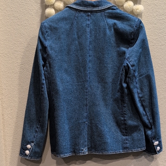 NWT Tory Burch Triple Wash Denim Blazer Jacket - Size 10 - Picture 7 of 14